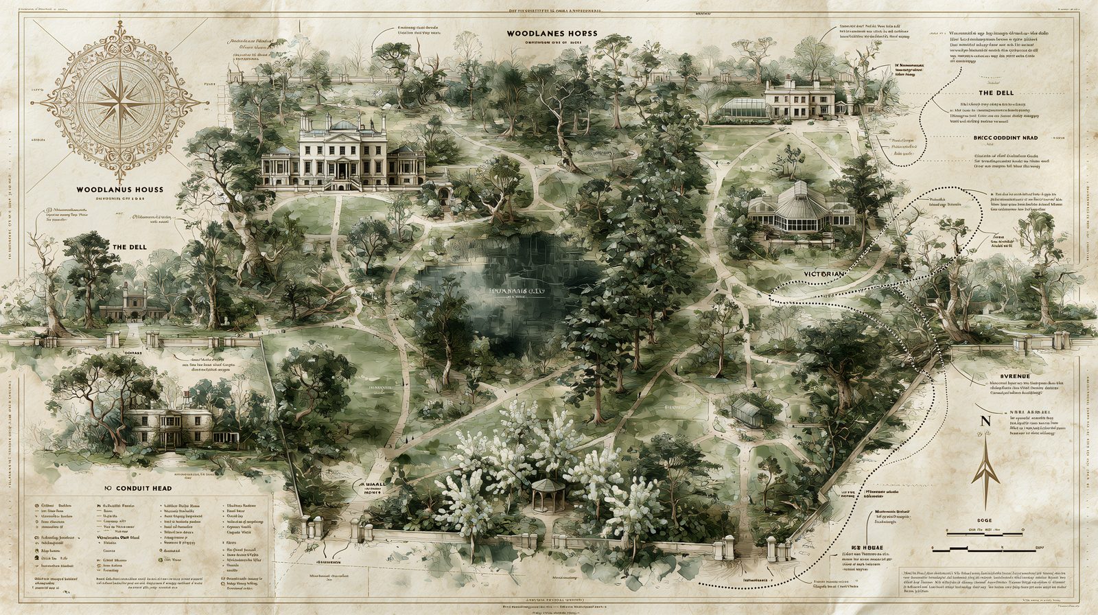 Annotated map of the garden's features